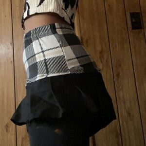 Plaid and Black Ruffle Women's Skirt